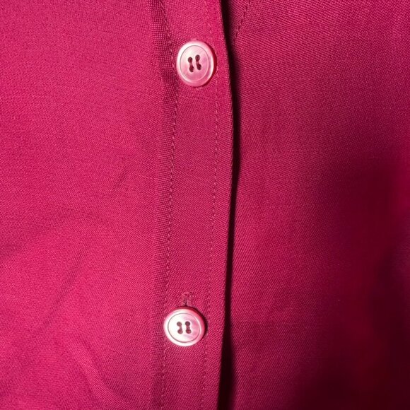 Elana by Tanner Magenta Pink Linen Silk Blend Button Front Blouse 14 - Picture 3 of 4